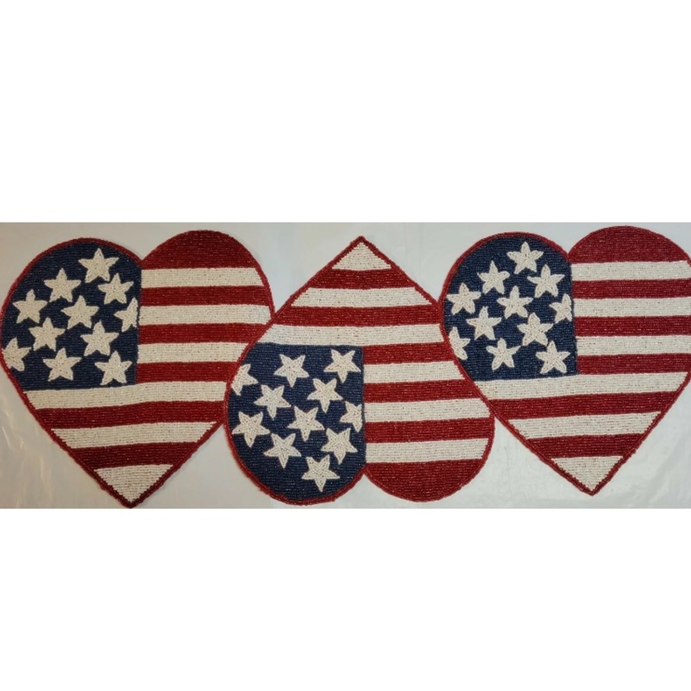 Patriotic Beaded TableRunner Centerpiece 13x36 Table runner Storehouse J…